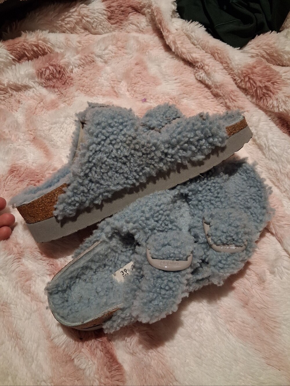 Birkenstock Papillio Arizona Big Buckle Shearling Teddy Faded Aqua 39 Narrow